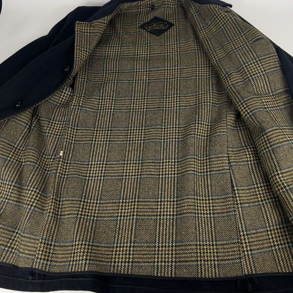 Vtg‎ Ace Sportswear Wool Over Coat Men’s 42 Charcoal Blue Undertones Tweed Lined - Picture 5 of 16